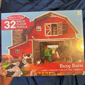 Melissa & Doug: Busy Barn Shaped Floor Puzzle - 32 Piece